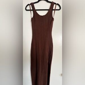 Abercrombie Ribbed Midi Sweater Dress in Dark Brown, Size Medium
